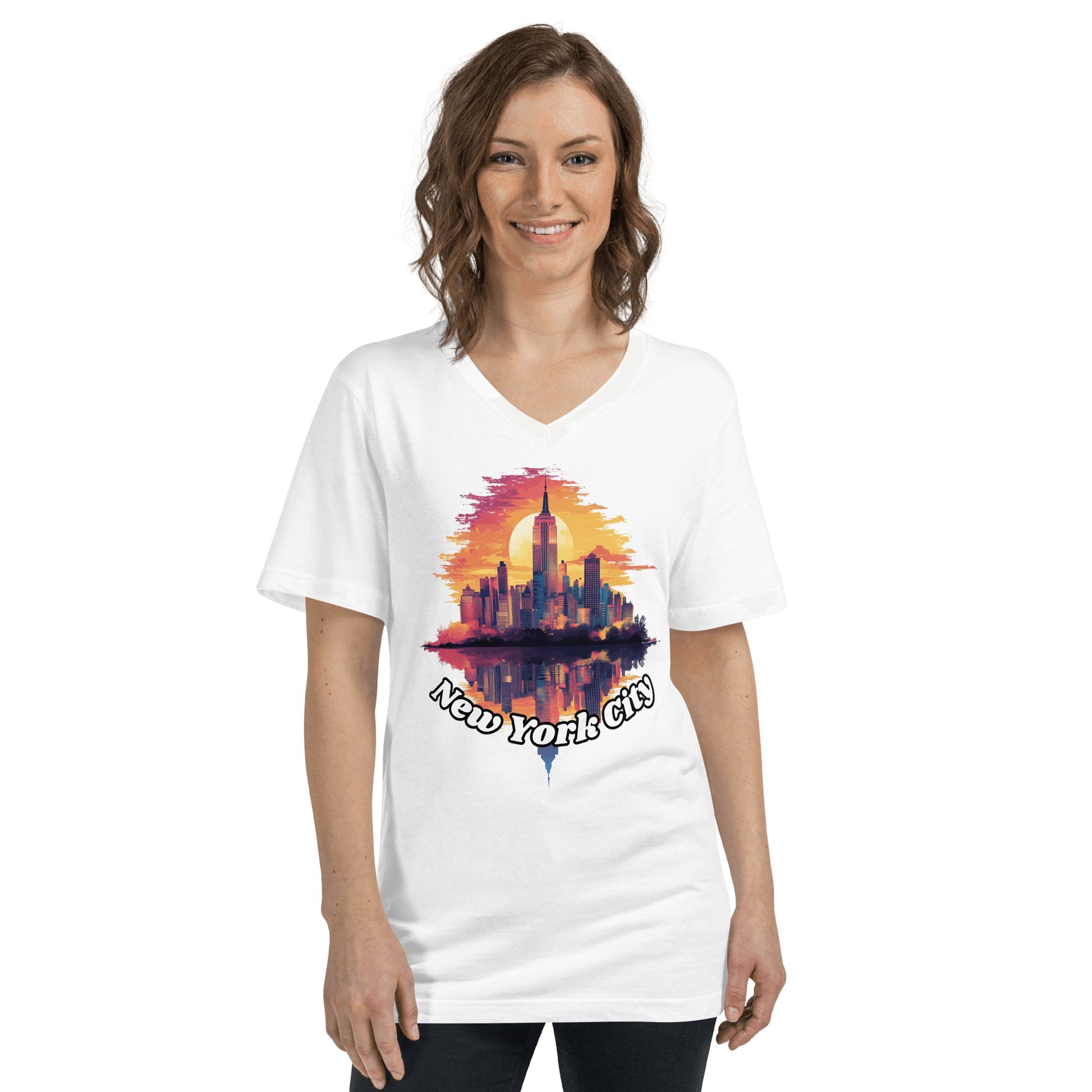 Kurzärmeliges Unisex T-Shirt mit V - Ausschnitt "New York City" - Artexio