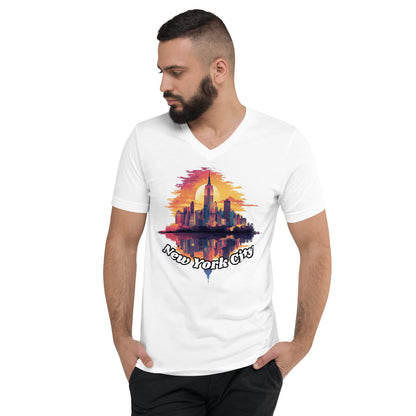 Kurzärmeliges Unisex T-Shirt mit V - Ausschnitt "New York City" - Artexio