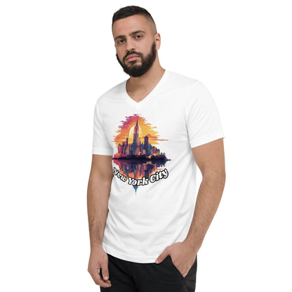 Kurzärmeliges Unisex T-Shirt mit V - Ausschnitt "New York City" - Artexio