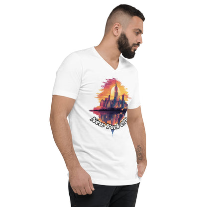 Kurzärmeliges Unisex T-Shirt mit V - Ausschnitt "New York City" - Artexio