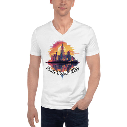 Kurzärmeliges Unisex T-Shirt mit V - Ausschnitt "New York City" - Artexio