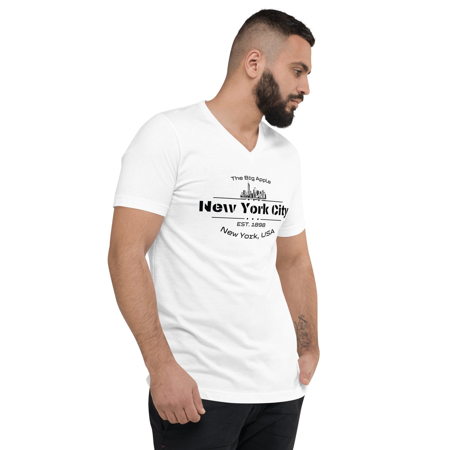 Kurzärmeliges Unisex T-Shirt mit V - Ausschnitt "New York City" - Artexio