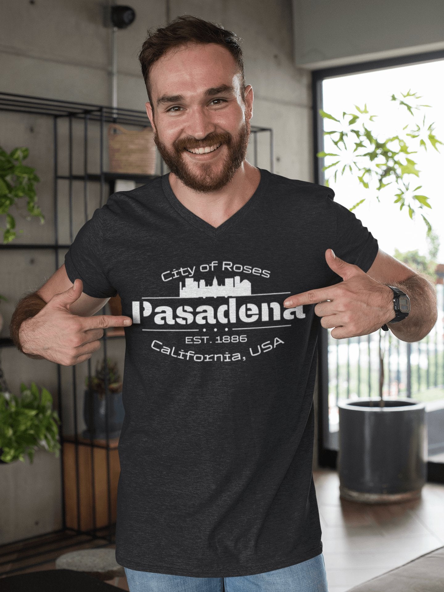 Kurzärmeliges Unisex T-Shirt mit V - Ausschnitt "Pasadena" - Artexio