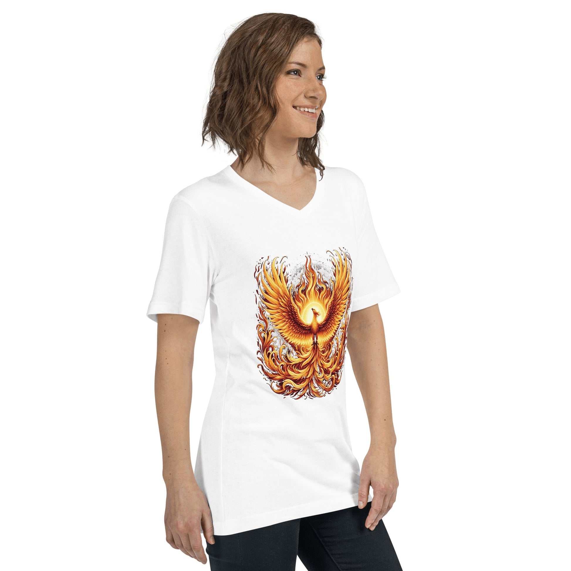 Kurzärmeliges Unisex T-Shirt mit V - Ausschnitt "Phoenix" - Artexio