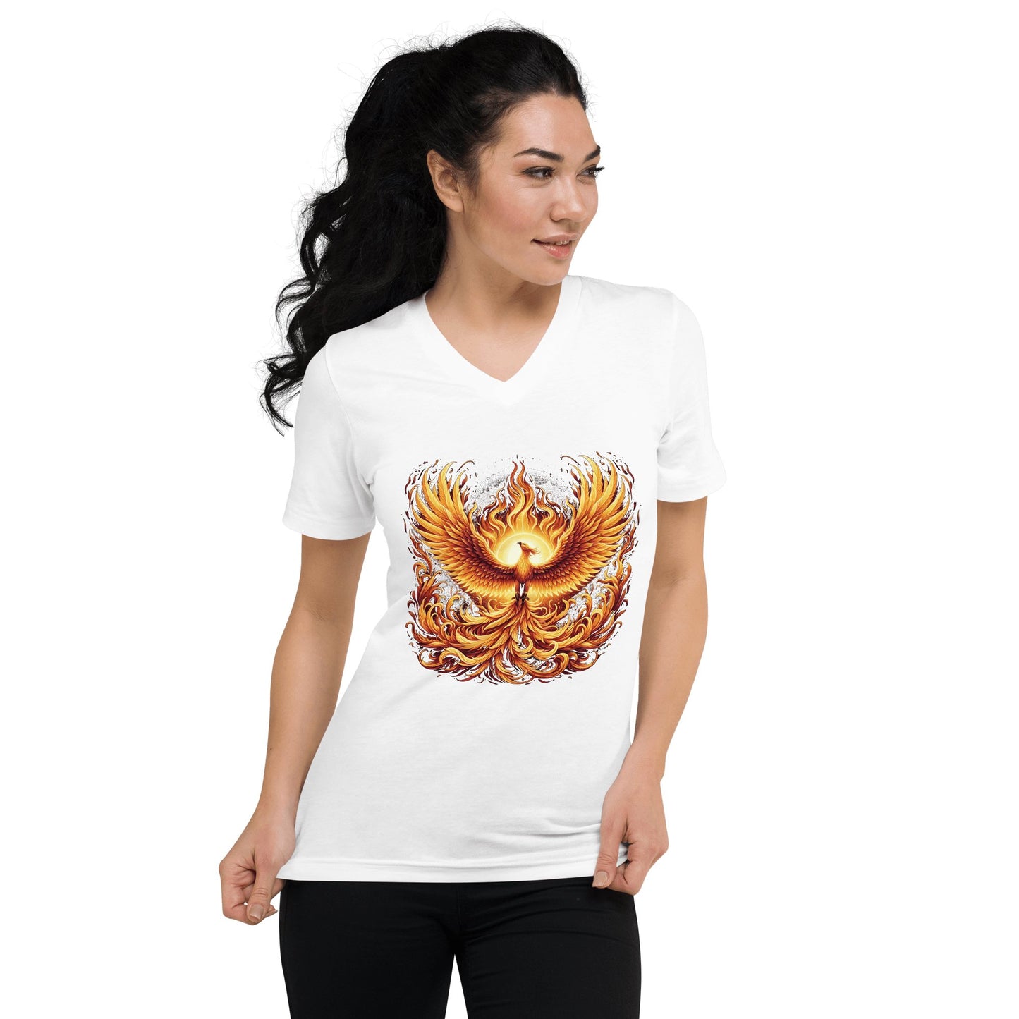 Kurzärmeliges Unisex T-Shirt mit V - Ausschnitt "Phoenix" - Artexio