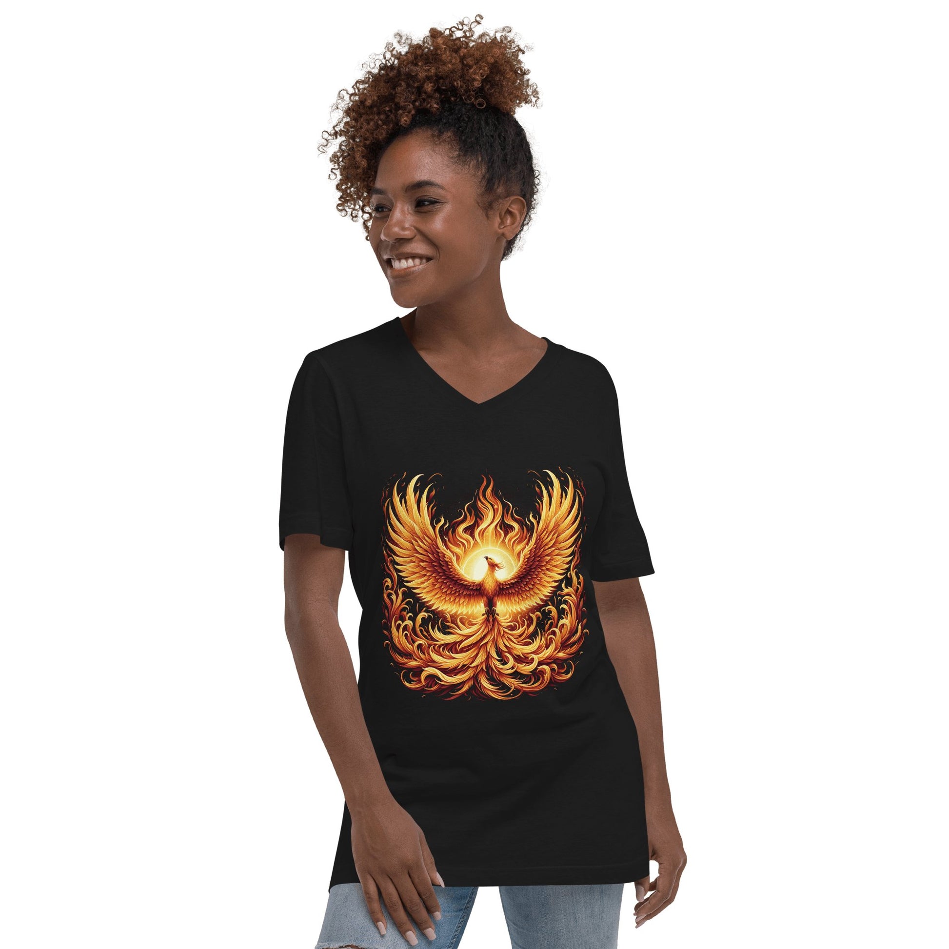 Kurzärmeliges Unisex T-Shirt mit V - Ausschnitt "Phoenix" - Artexio