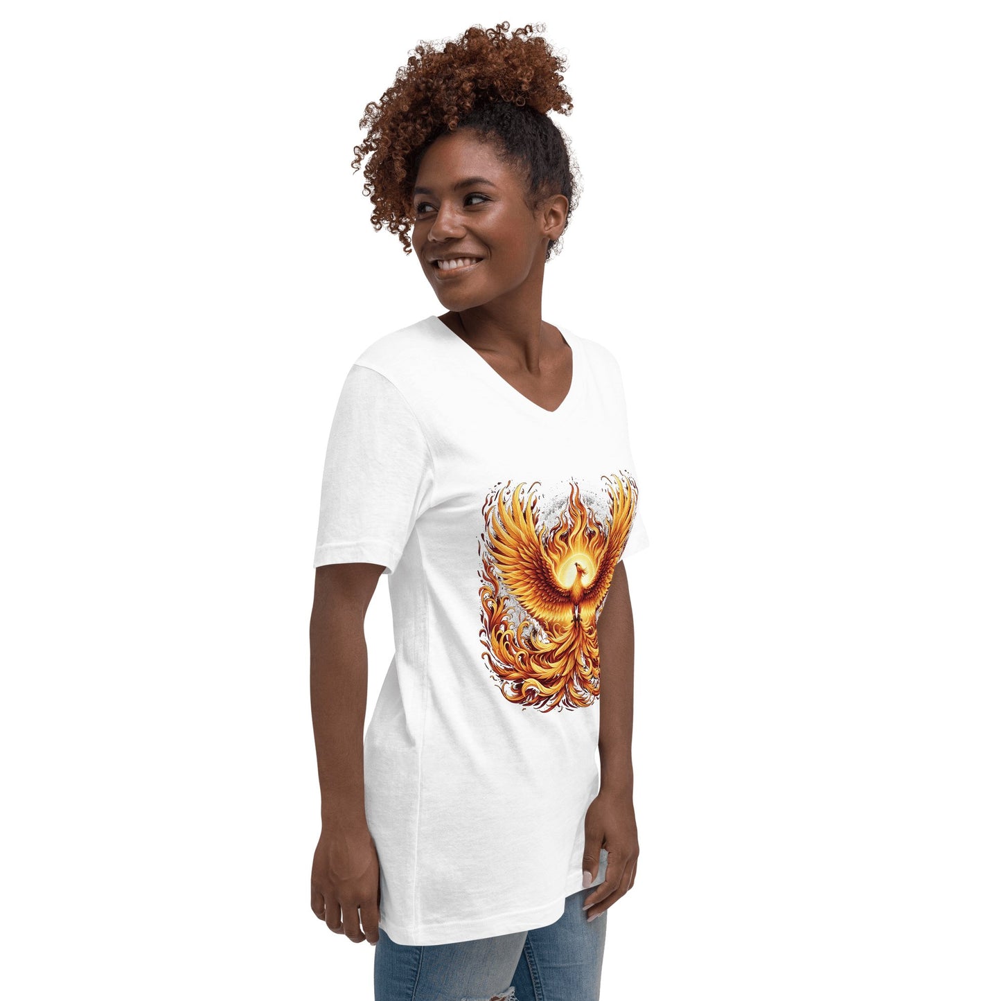 Kurzärmeliges Unisex T-Shirt mit V - Ausschnitt "Phoenix" - Artexio