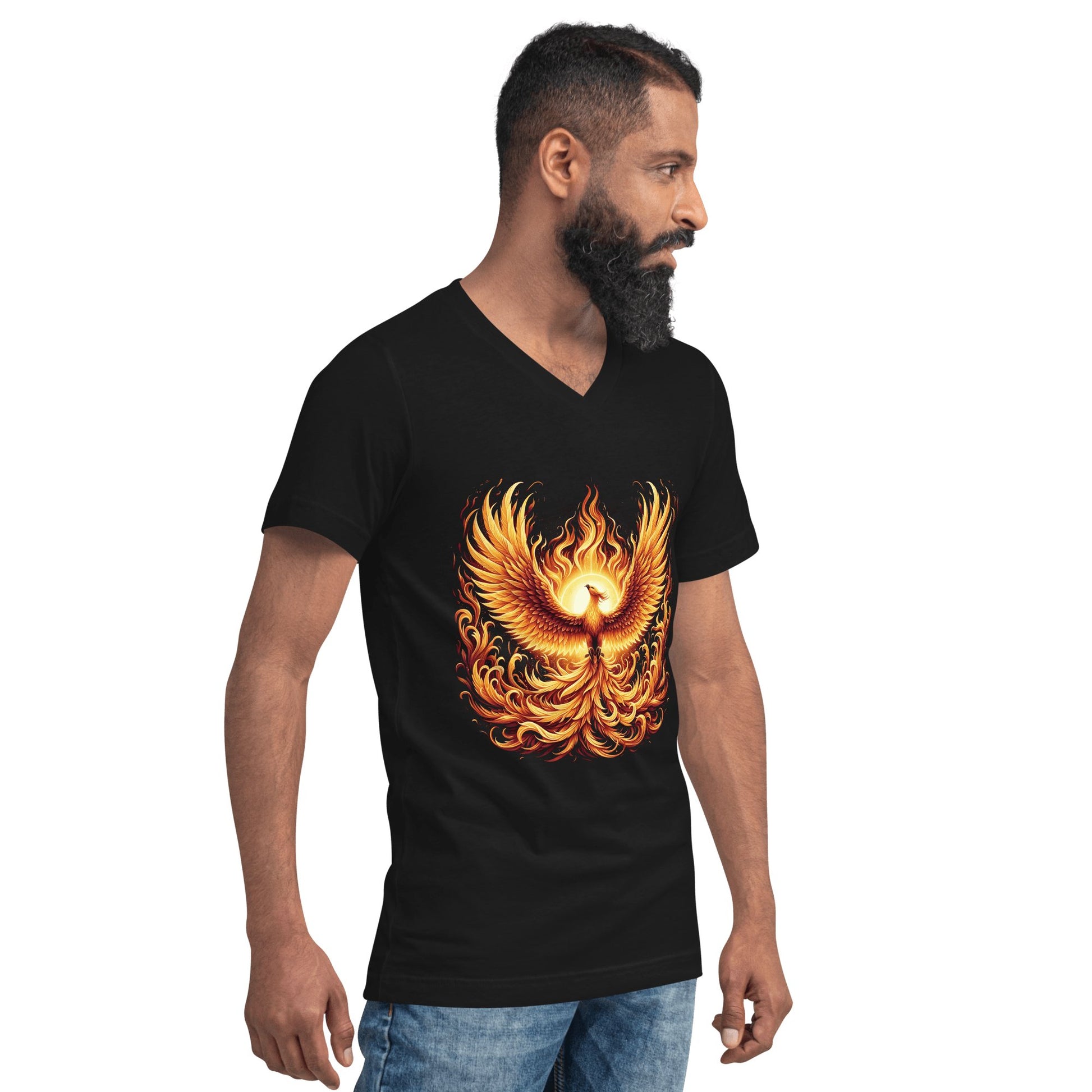 Kurzärmeliges Unisex T-Shirt mit V - Ausschnitt "Phoenix" - Artexio