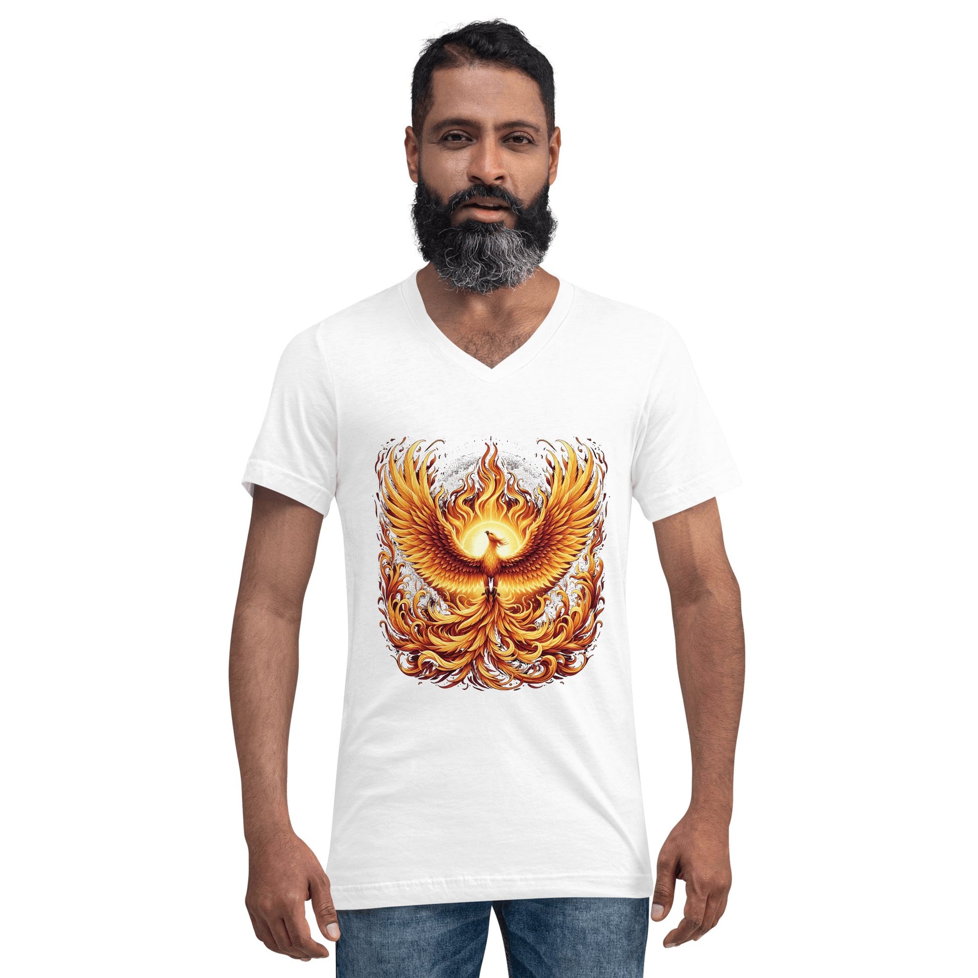 Kurzärmeliges Unisex T-Shirt mit V - Ausschnitt "Phoenix" - Artexio