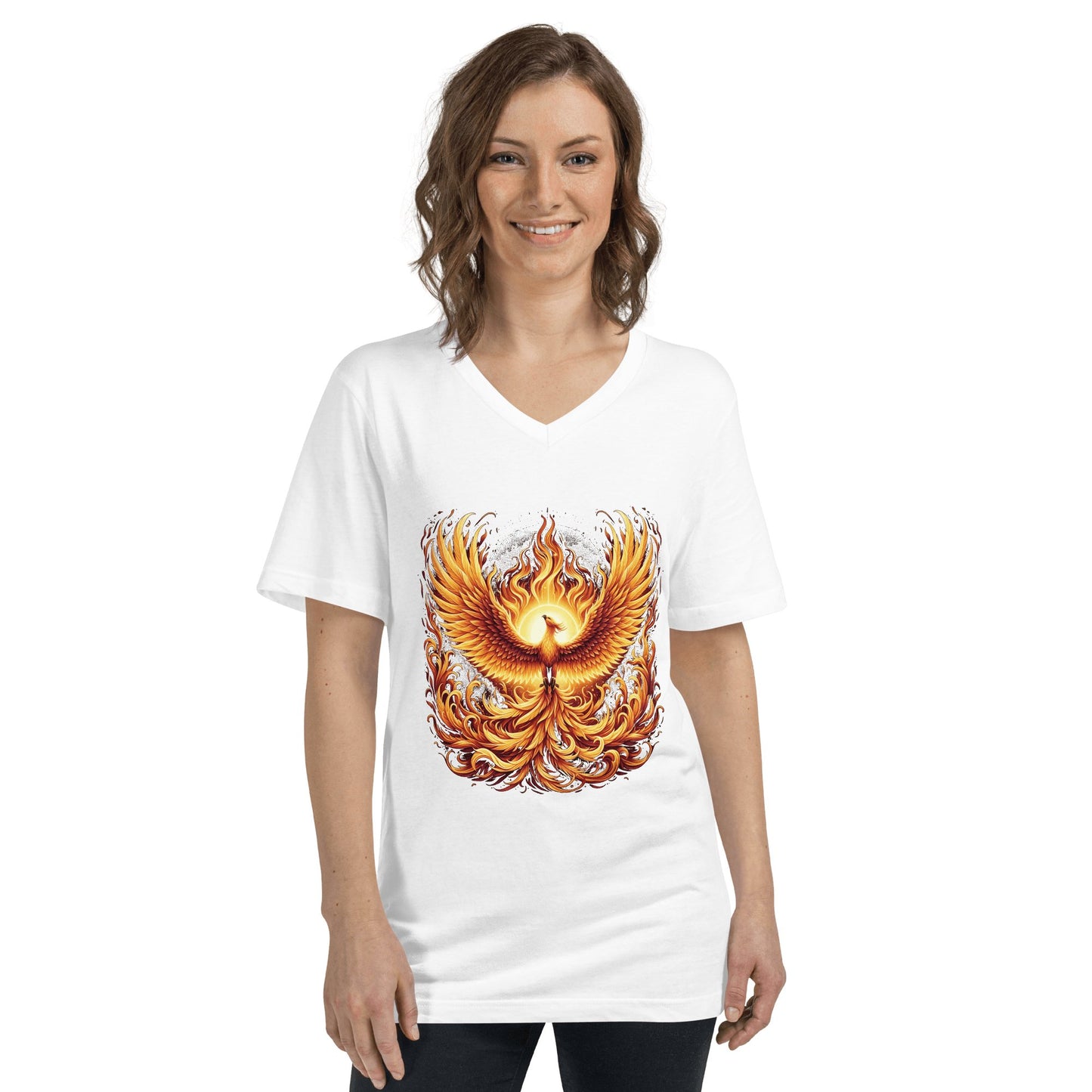 Kurzärmeliges Unisex T-Shirt mit V - Ausschnitt "Phoenix" - Artexio