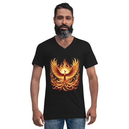 Kurzärmeliges Unisex T-Shirt mit V - Ausschnitt "Phoenix" - Artexio