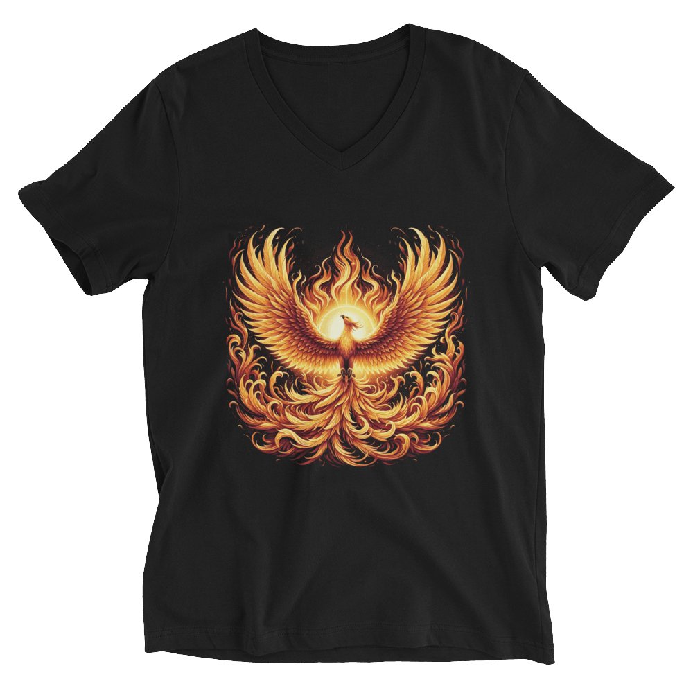 Kurzärmeliges Unisex T-Shirt mit V - Ausschnitt "Phoenix" - Artexio