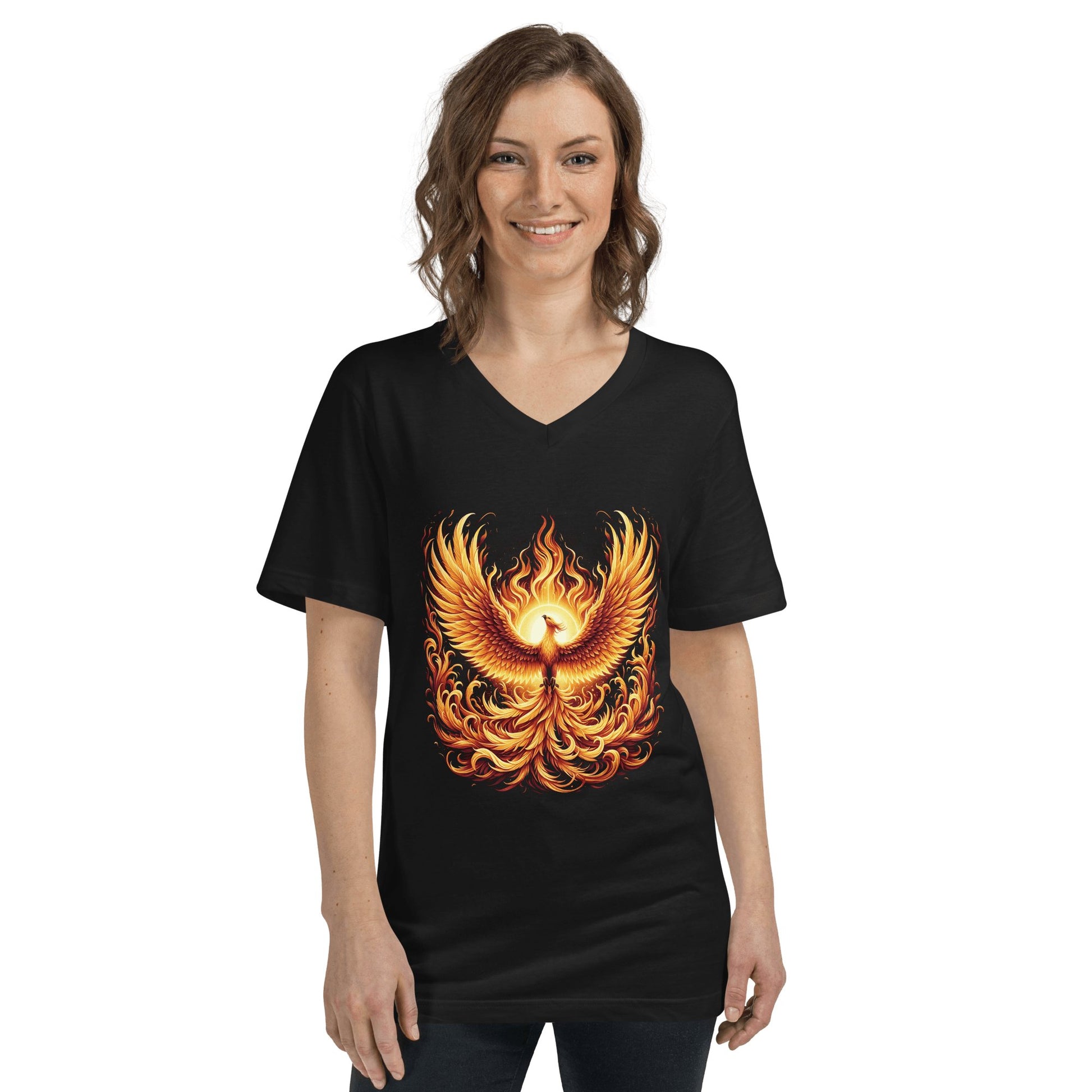 Kurzärmeliges Unisex T-Shirt mit V - Ausschnitt "Phoenix" - Artexio