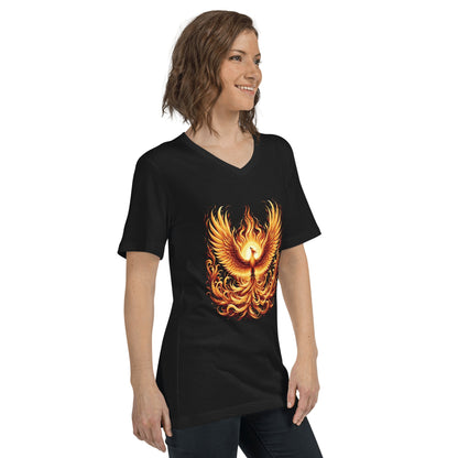 Kurzärmeliges Unisex T-Shirt mit V - Ausschnitt "Phoenix" - Artexio