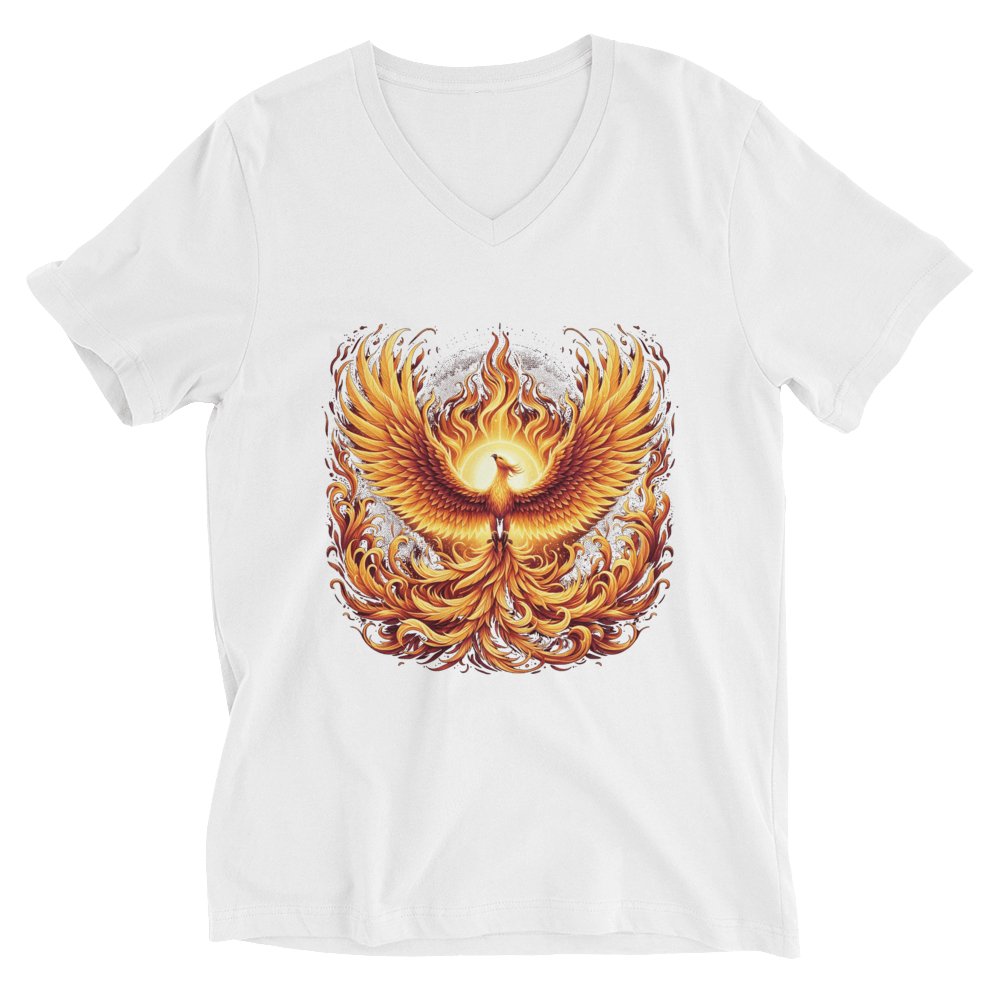 Kurzärmeliges Unisex T-Shirt mit V - Ausschnitt "Phoenix" - Artexio