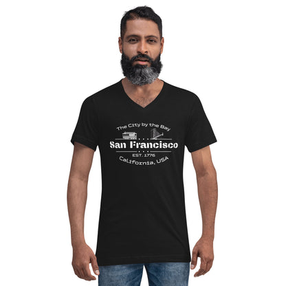 Kurzärmeliges Unisex T-Shirt mit V - Ausschnitt "San Francisco" - Artexio