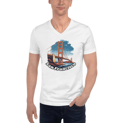 Kurzärmeliges Unisex T-Shirt mit V - Ausschnitt "San Francisco" - Artexio