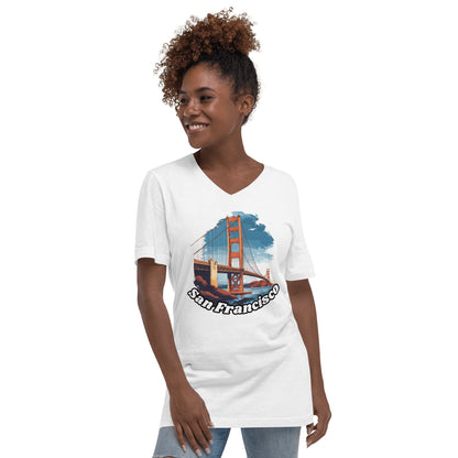 Kurzärmeliges Unisex T-Shirt mit V - Ausschnitt "San Francisco" - Artexio