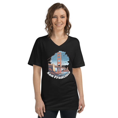 Kurzärmeliges Unisex T-Shirt mit V - Ausschnitt "San Francisco" - Artexio