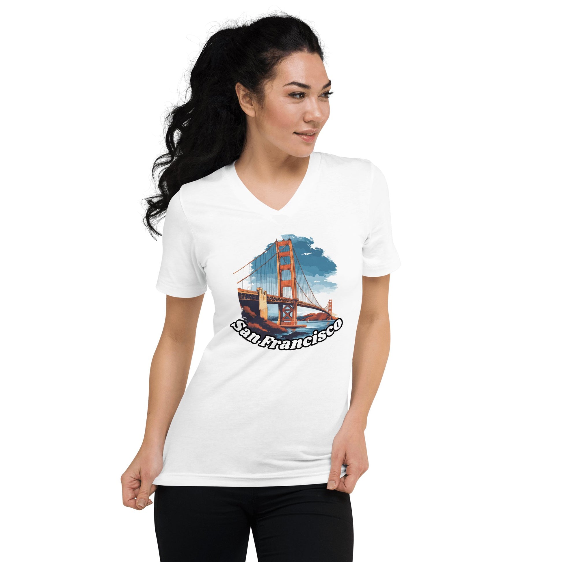 Kurzärmeliges Unisex T-Shirt mit V - Ausschnitt "San Francisco" - Artexio