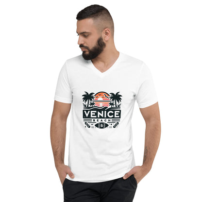 Kurzärmeliges Unisex T-Shirt mit V - Ausschnitt "Venice Beach" - Artexio