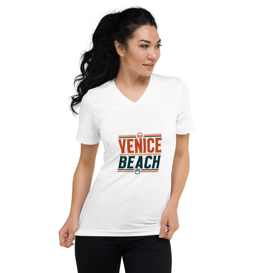 Kurzärmeliges Unisex T-Shirt mit V - Ausschnitt "Venice Beach" - Artexio