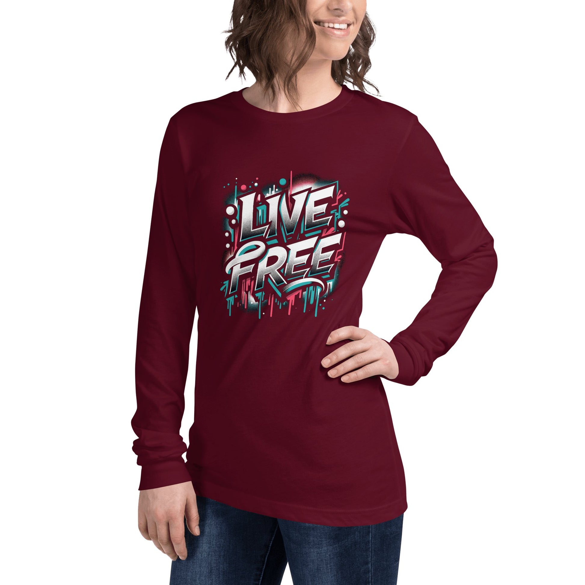 Langärmeliges Unisex T-Shirt "Live Free" - Artexio