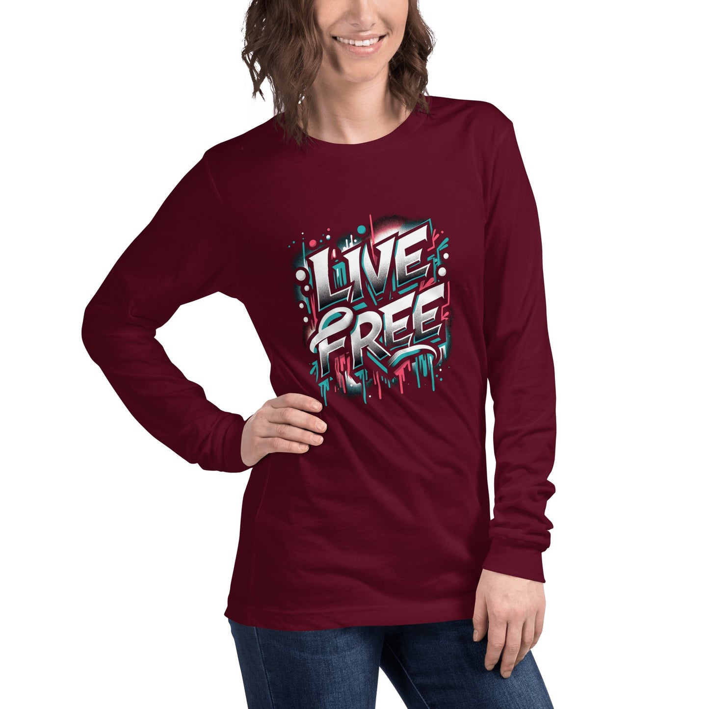 Langärmeliges Unisex T-Shirt "Live Free" - Artexio