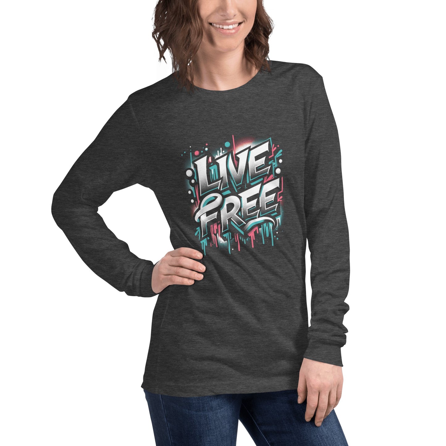 Langärmeliges Unisex T-Shirt "Live Free" - Artexio