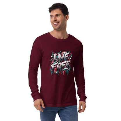 Langärmeliges Unisex T-Shirt "Live Free" - Artexio