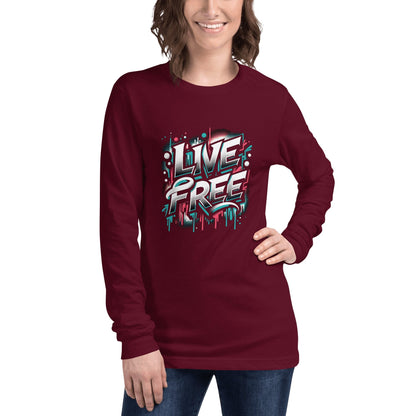 Langärmeliges Unisex T-Shirt "Live Free" - Artexio