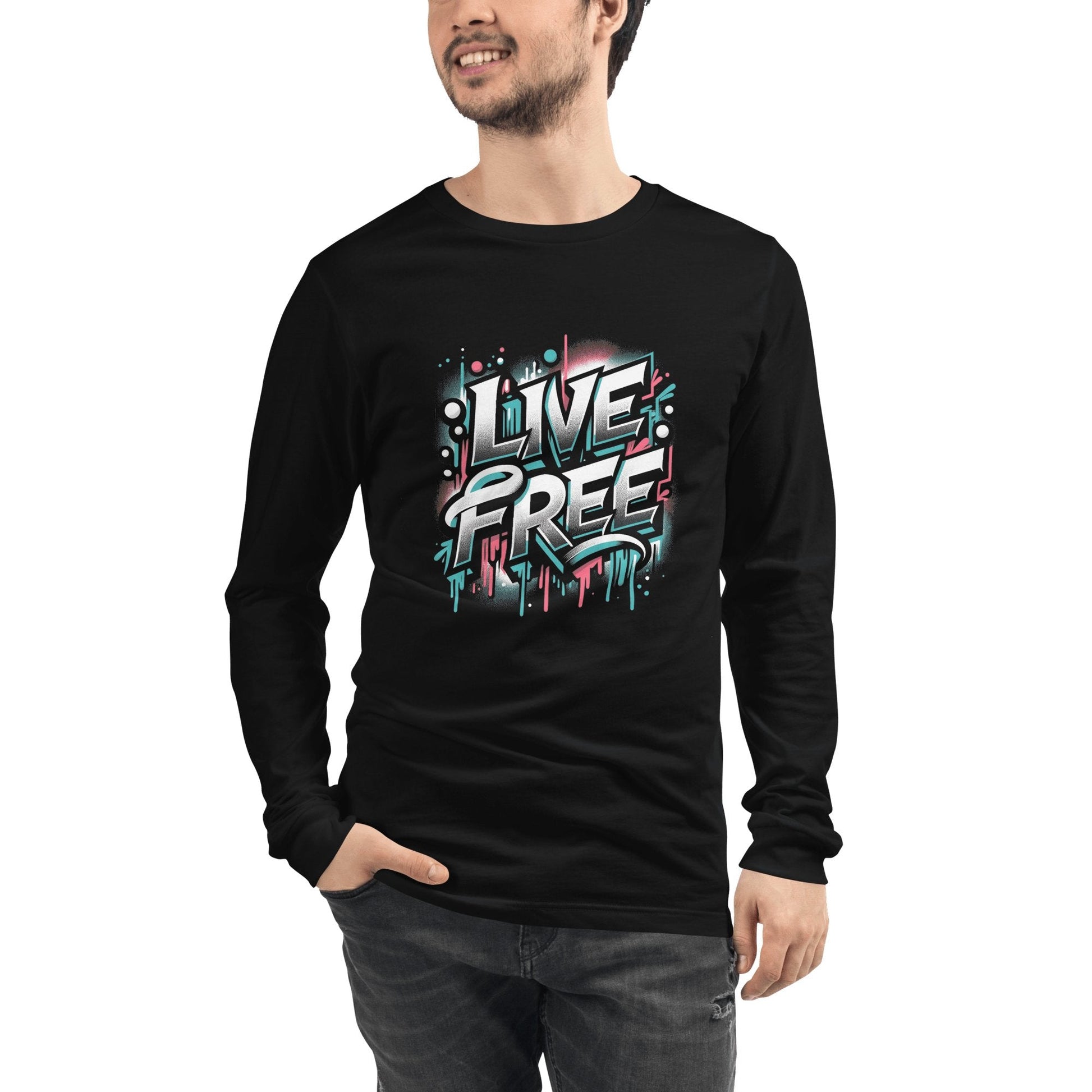 Langärmeliges Unisex T-Shirt "Live Free" - Artexio