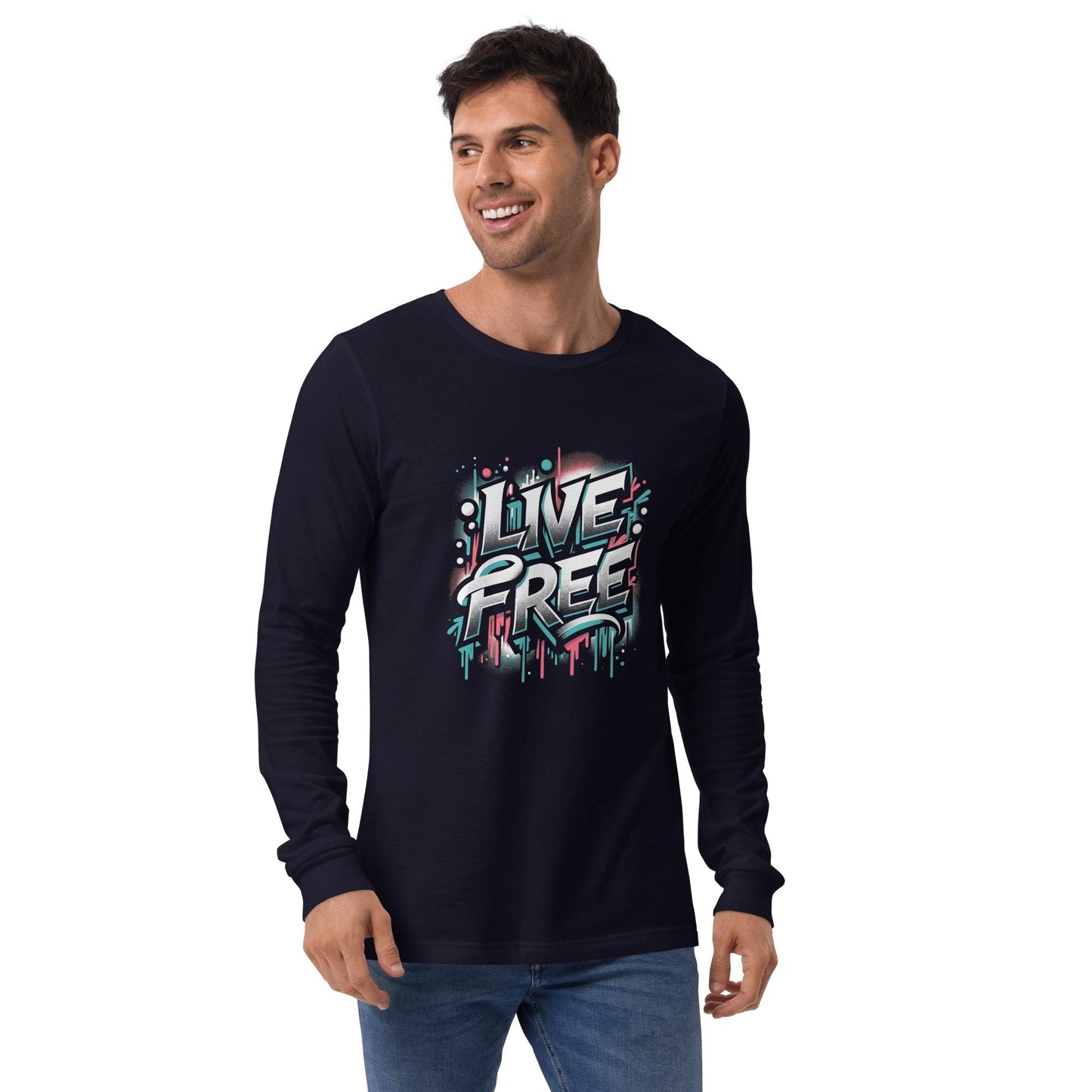 Langärmeliges Unisex T-Shirt "Live Free" - Artexio