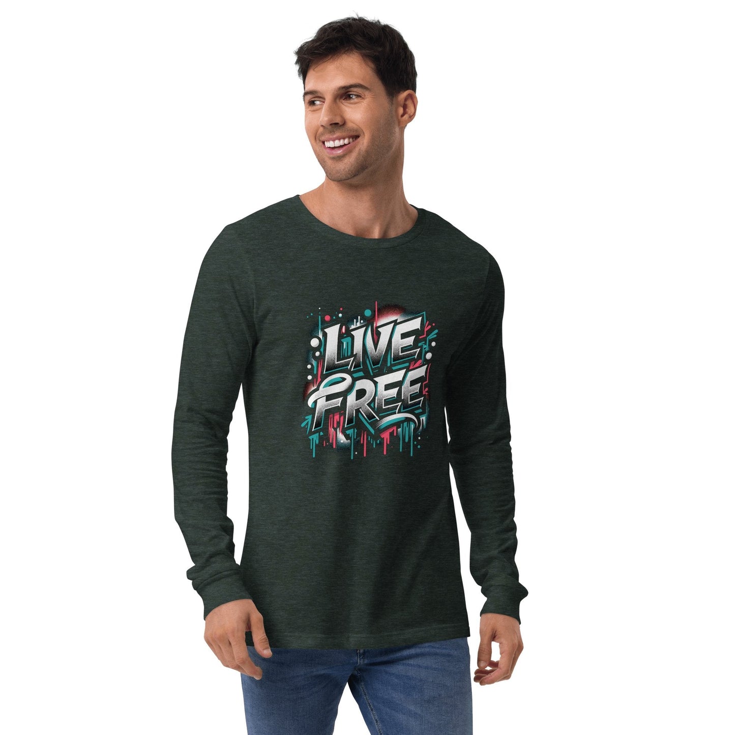 Langärmeliges Unisex T-Shirt "Live Free" - Artexio