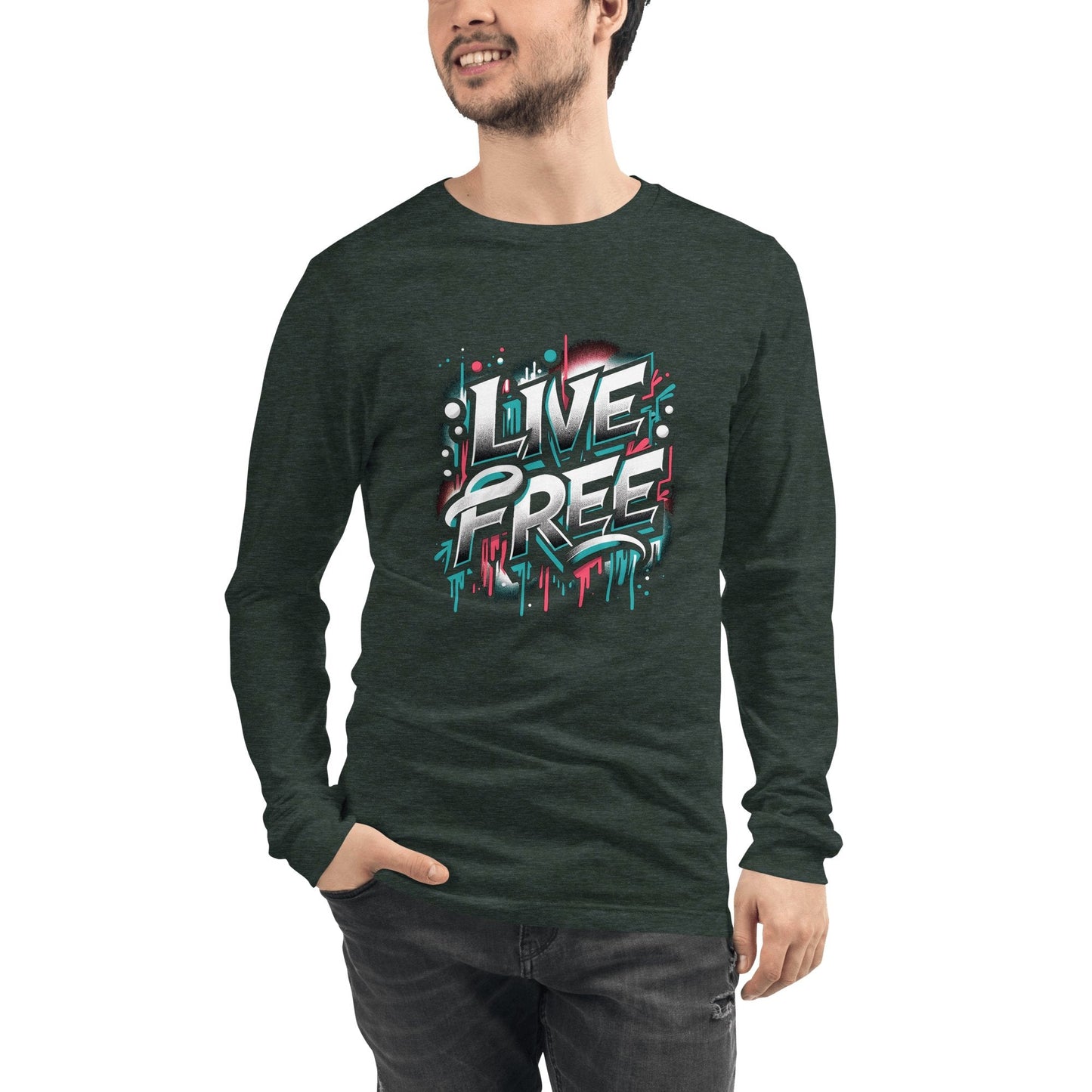 Langärmeliges Unisex T-Shirt "Live Free" - Artexio