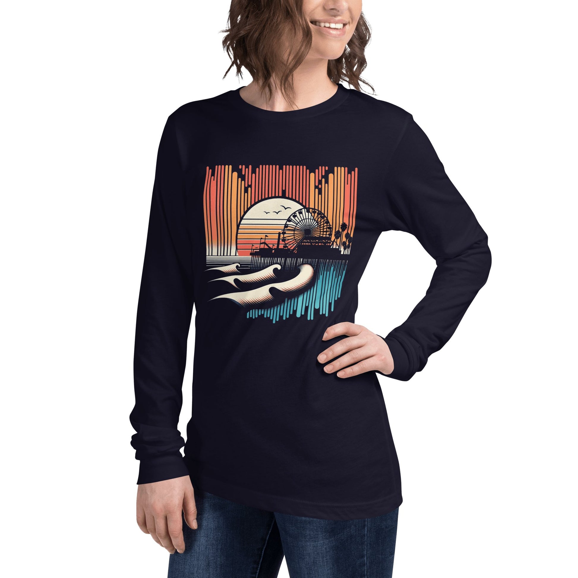 Langärmeliges Unisex T-Shirt "Santa Monica Pier" - Artexio