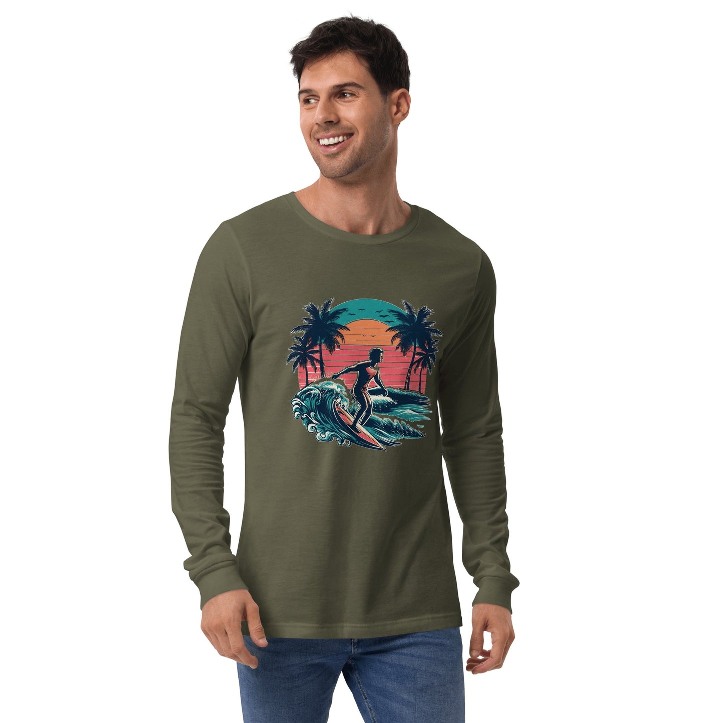 Langärmeliges Unisex T-Shirt "Surfing" - Artexio