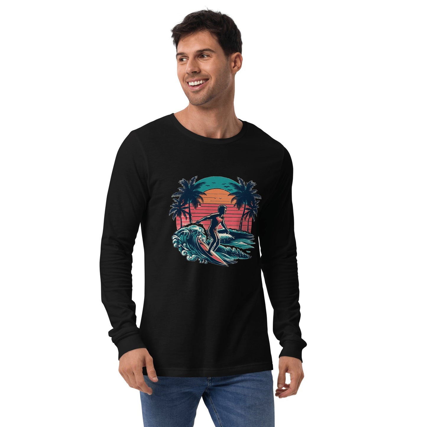 Langärmeliges Unisex T-Shirt "Surfing" - Artexio