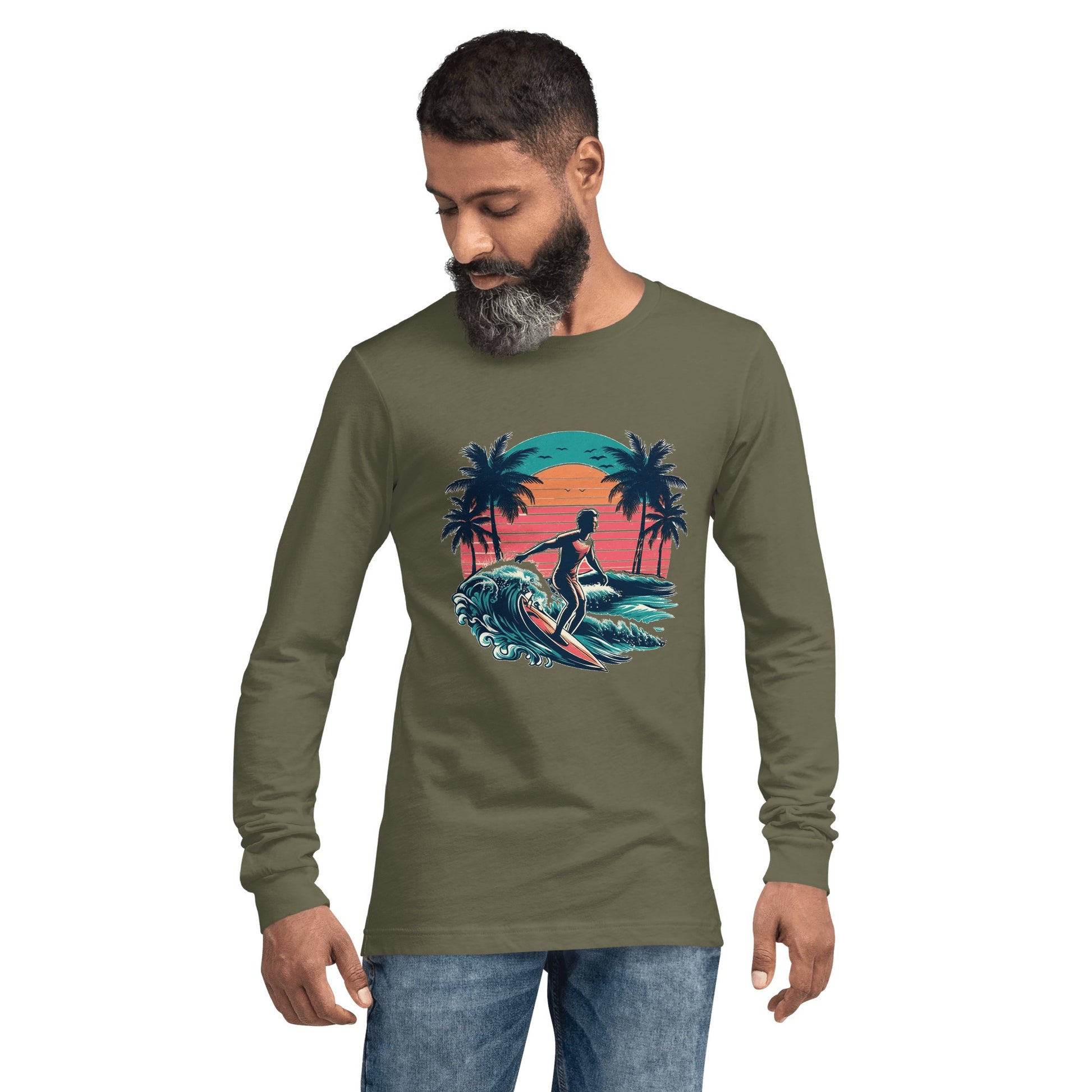 Langärmeliges Unisex T-Shirt "Surfing" - Artexio