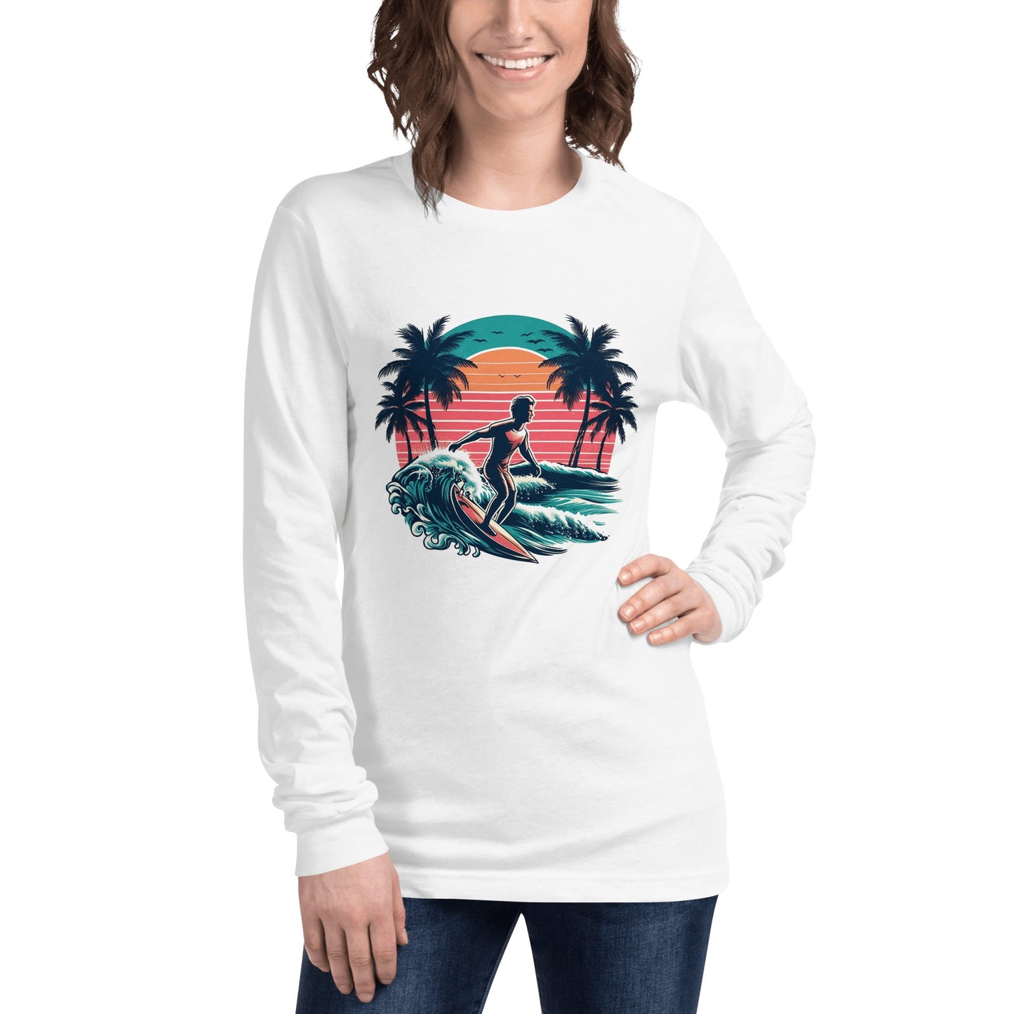 Langärmeliges Unisex T-Shirt "Surfing" - Artexio