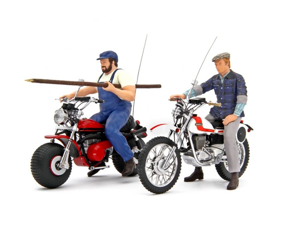 Laudo Racing Bud Spencer Motozodiaco Tuareg 223 - 2 & Terence Hill Moto Ossa AE73 (DIE CAST BIKES) 1:18 Modell