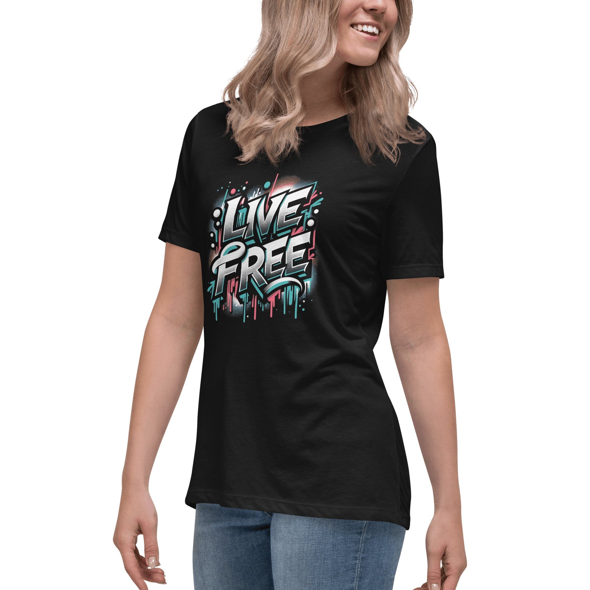 Lockeres Damen T-Shirt "Live Free" - Artexio