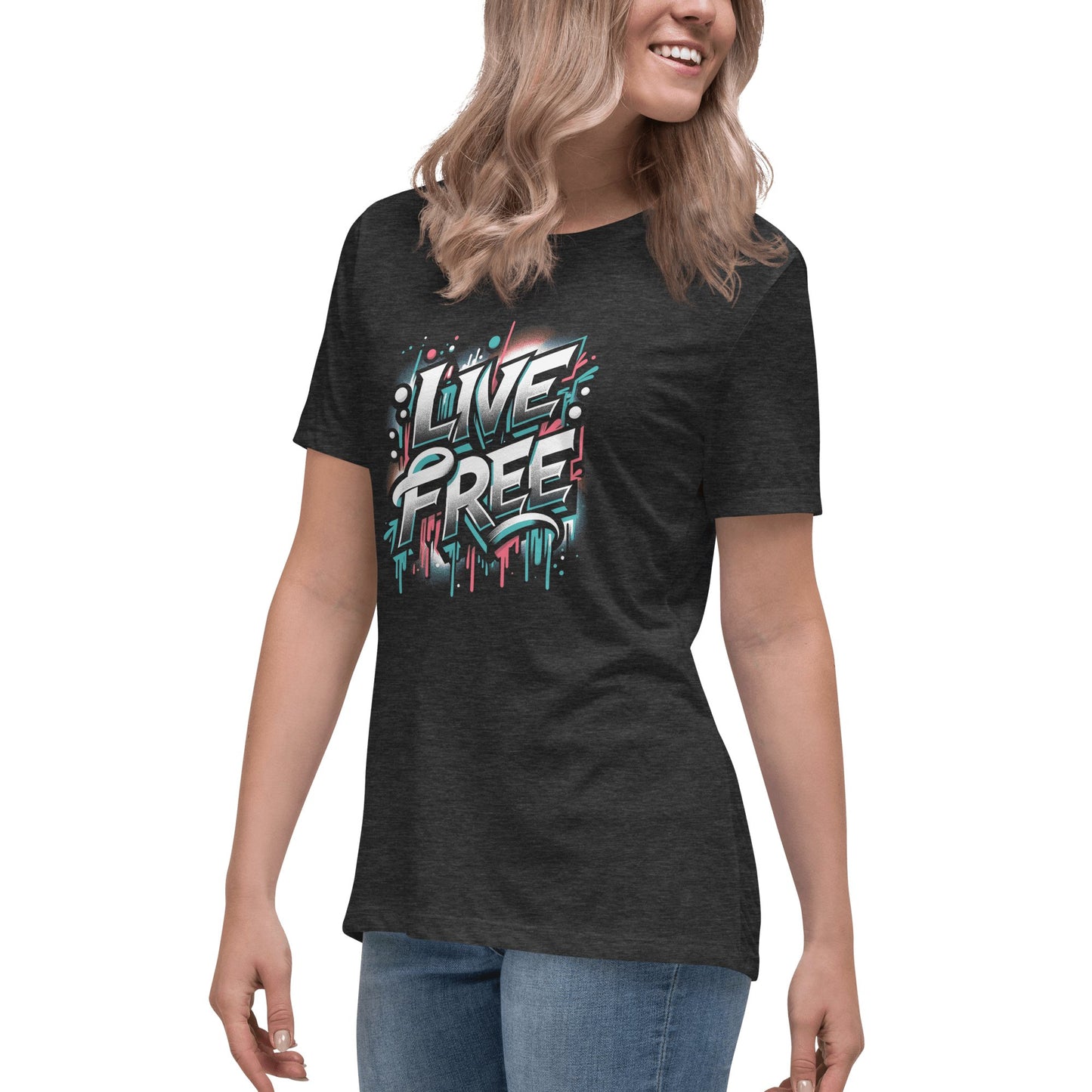 Lockeres Damen T-Shirt "Live Free" - Artexio