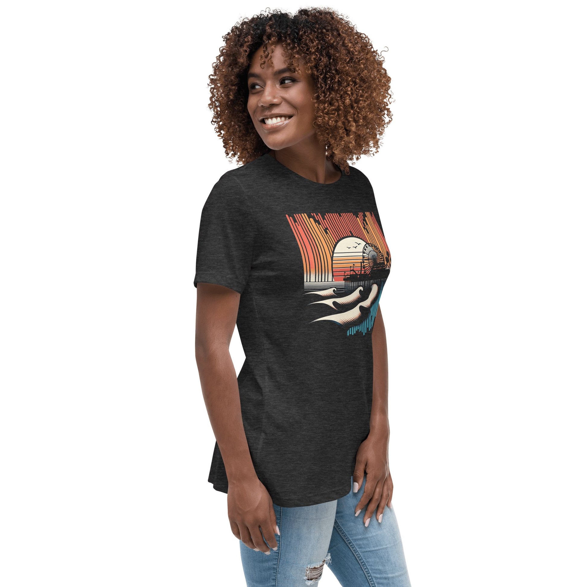 Lockeres Damen T-Shirt "Santa Monica Pier" - Artexio