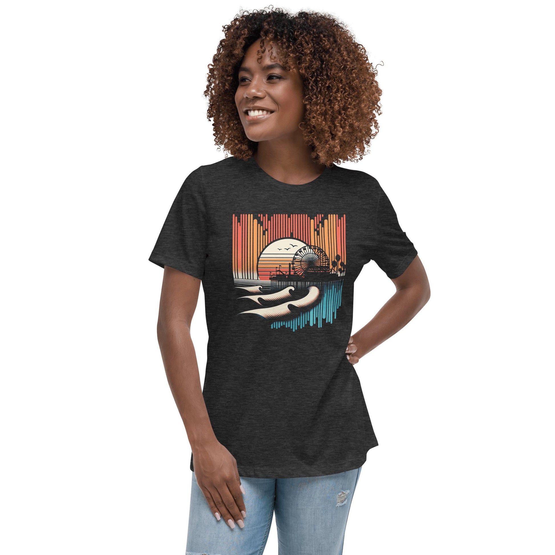 Lockeres Damen T-Shirt "Santa Monica Pier" - Artexio