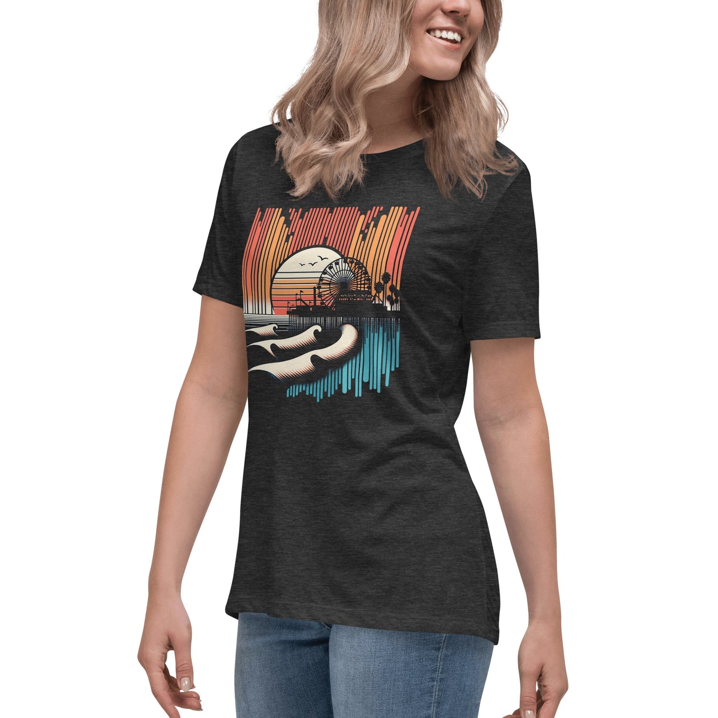 Lockeres Damen T-Shirt "Santa Monica Pier" - Artexio