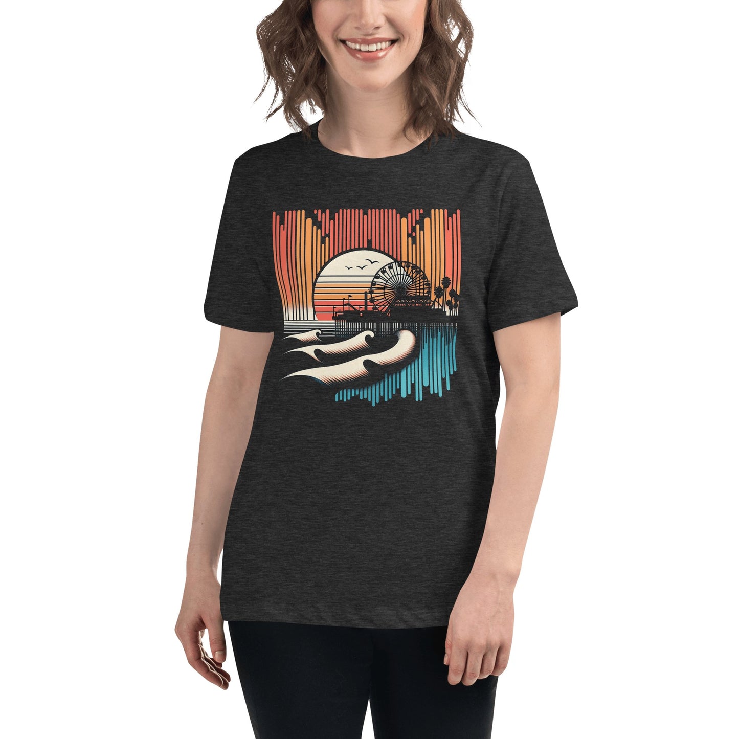 Lockeres Damen T-Shirt "Santa Monica Pier" - Artexio