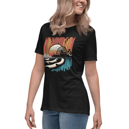 Lockeres Damen T-Shirt "Santa Monica Pier" - Artexio