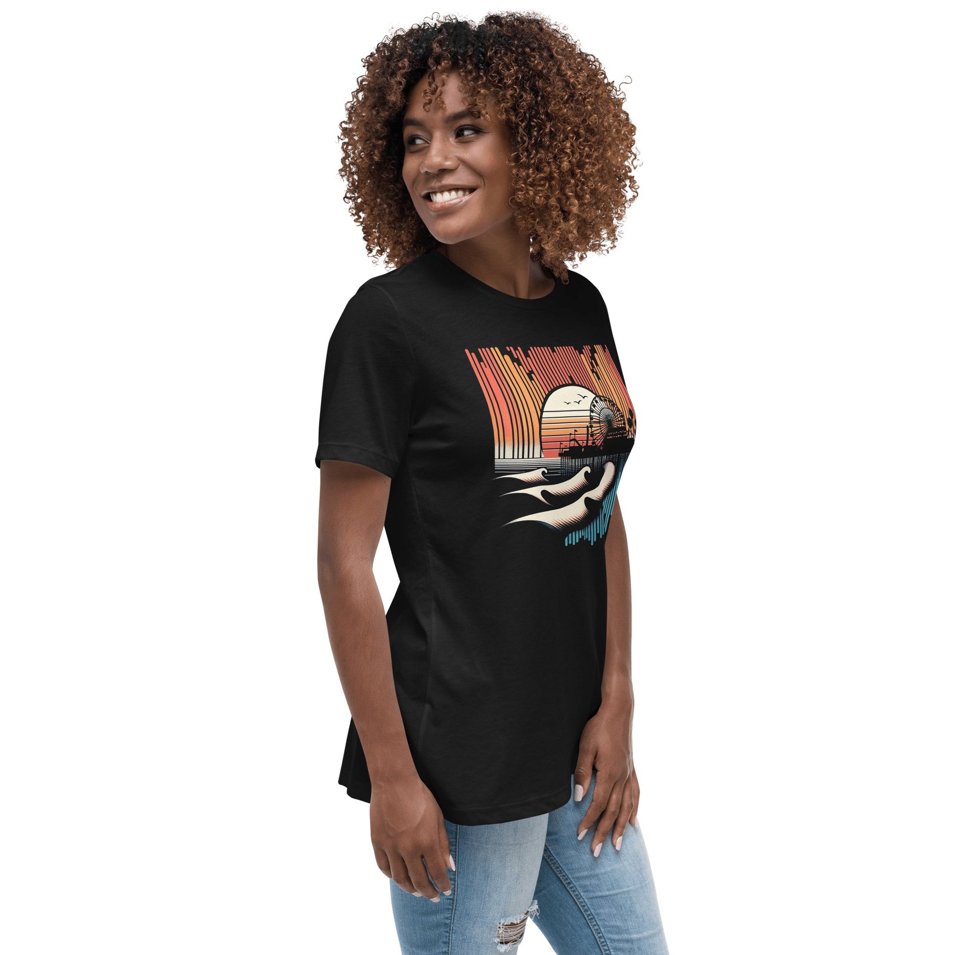 Lockeres Damen T-Shirt "Santa Monica Pier" - Artexio