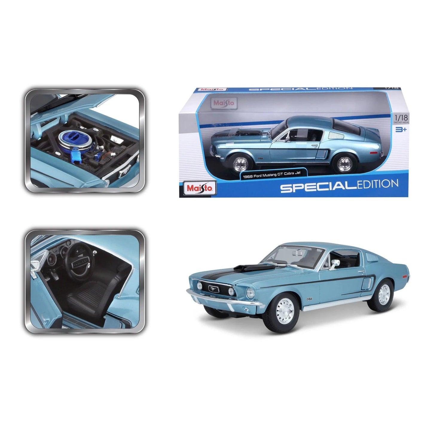 Maisto Ford Mustang GT Cobra 1968 - Blue 1:18 Modell